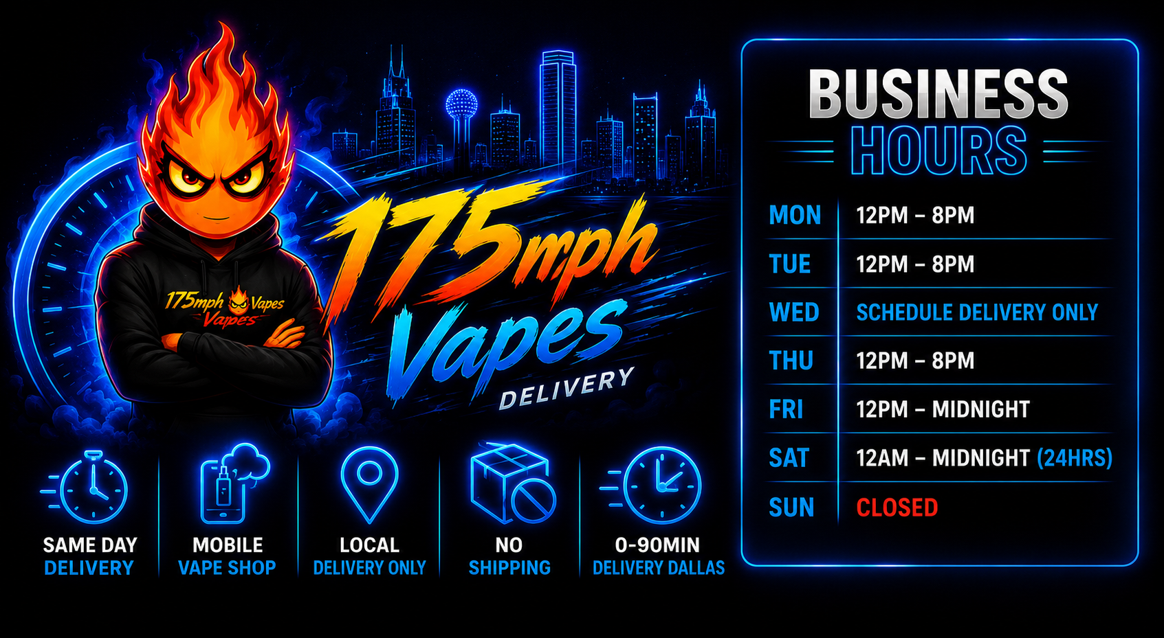 dallas vape delivery business hours
